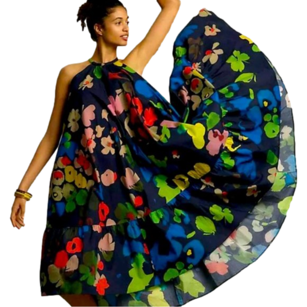 Anthropologie WHIT TWO Floral Halter Maxi Dress NWT